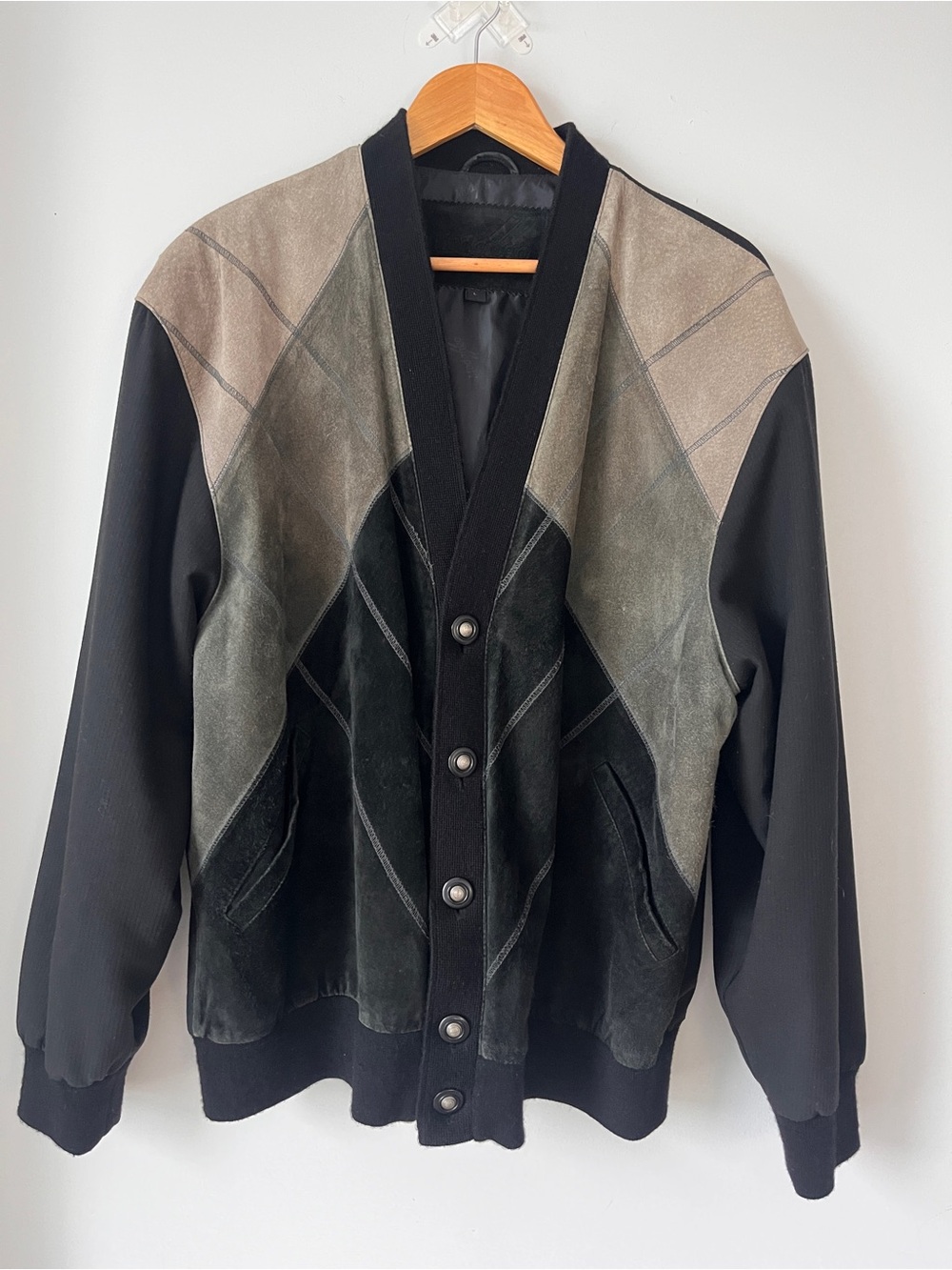 Modango Cardigan | Size L | Suede Patchwork